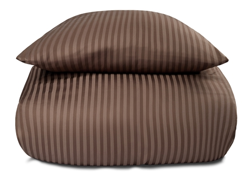 Billede af Sengetøj i 100% Bomuldssatin - 140x220 cm - Brunt ensfarvet sengesæt - Borg Living sengelinned hos Shopdyner.dk
